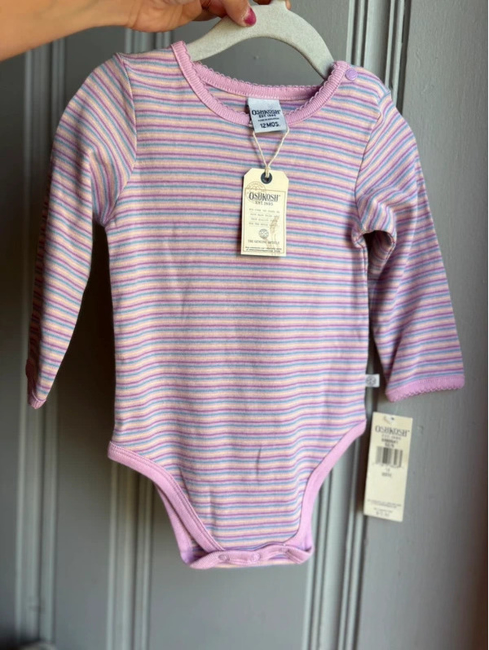 12M Vintage Oshkosh Striped Bodysuit NEW